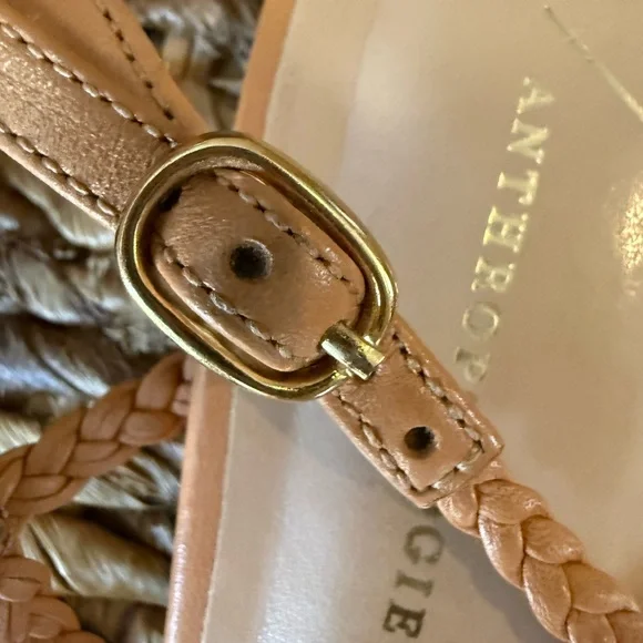 Anthropologie Joelle Braided Tan Slingback Sandals - Picture 6 of 6